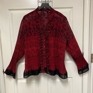 Apt. 9 Women's Red and Black Chiffon Blouse